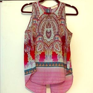 Colorful open back blouse